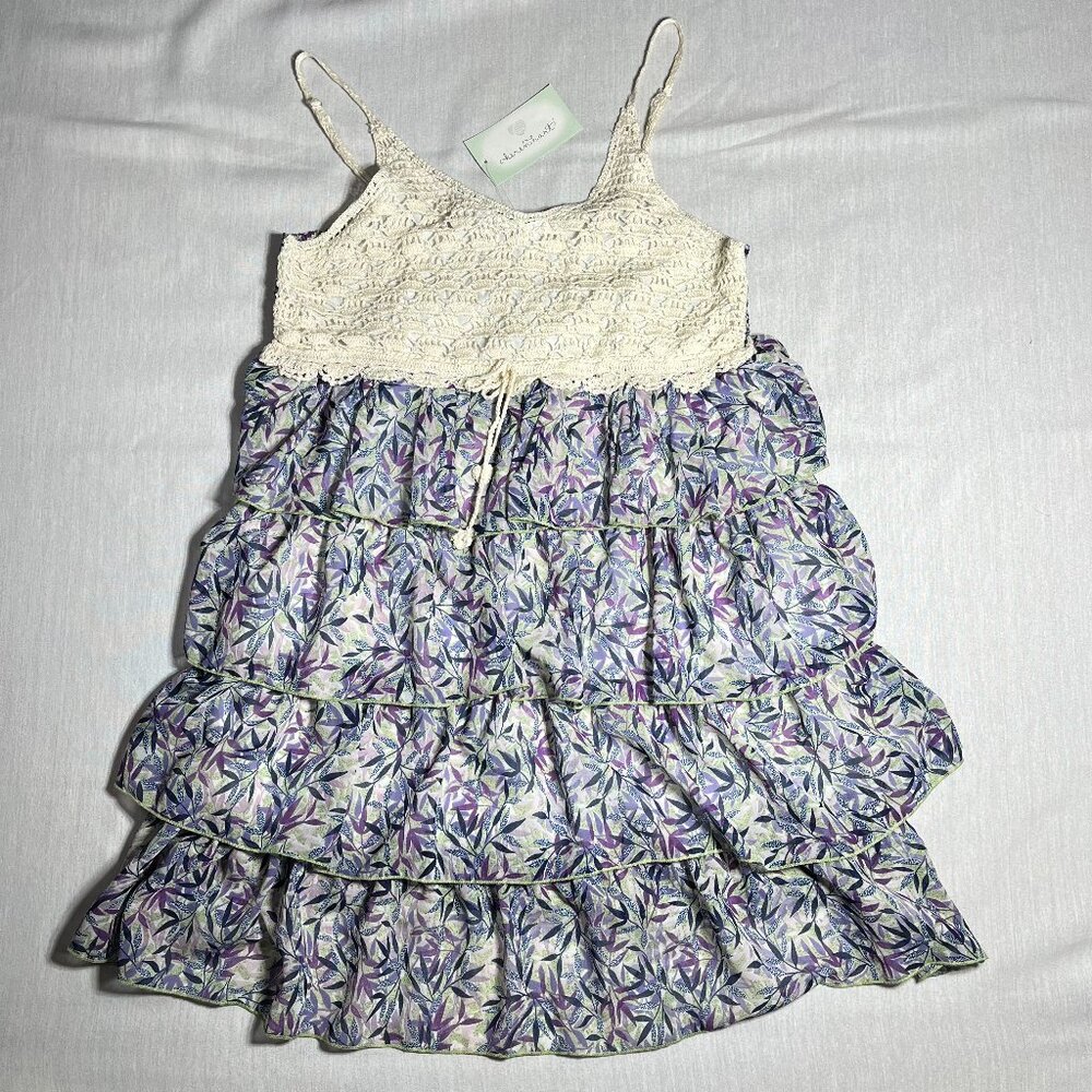 NWT Women's Keren Hart Tiered Sundress Crochet Knit Top Flowy Dress Size XL